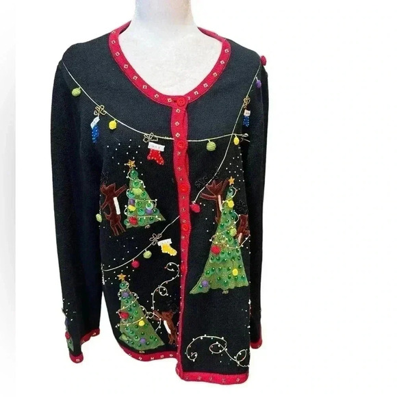 Kim Rogers Black Ugly Christmas Cardigan size 1X - Picture 6 of 6
